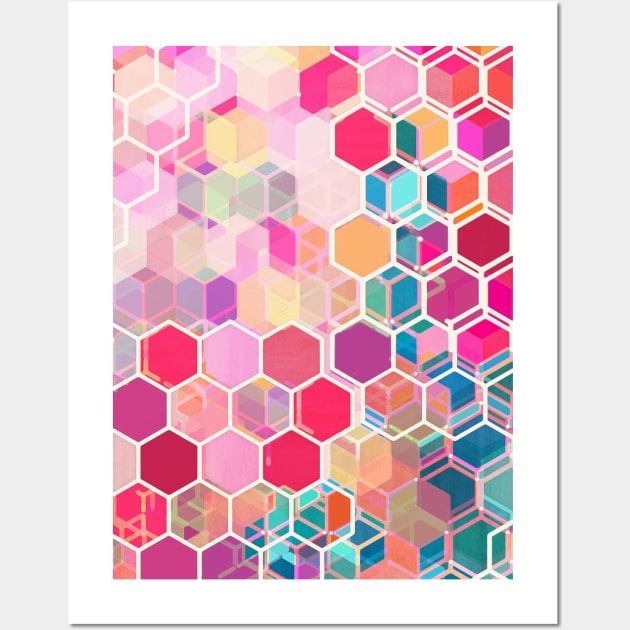 Rainbow Honeycomb - colorful hexagon pattern Wall Art by micklyn